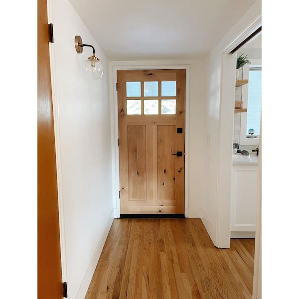 36 in. x 80 in. Craftsman Knotty Alder Right-Hand/Inswing 6 Lite Beveled Clear Glass Unfinished Wood Prehung Front Door