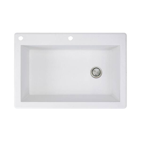Transolid Radius Drop-in Granite 33 in. 2-Hole Single Bowl Kitchen Sink in White