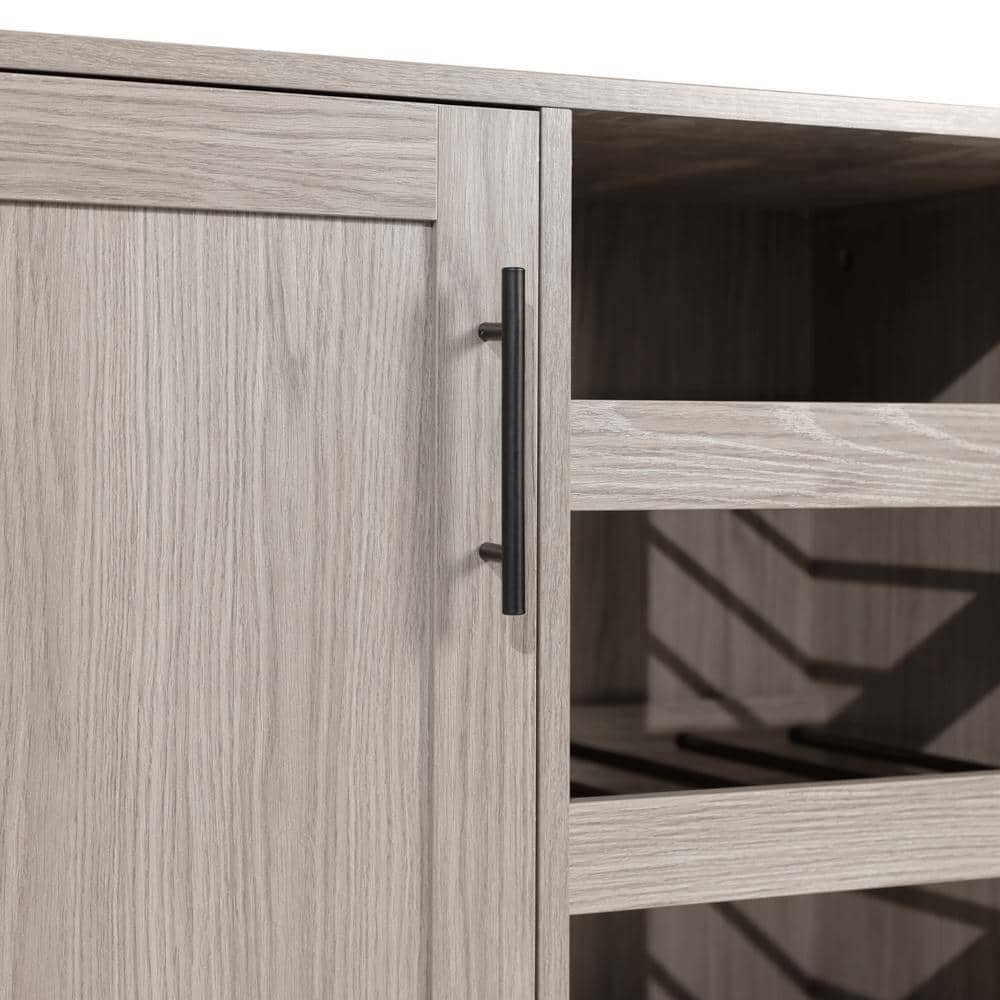 Gray Wood and Metal Bar Sideboard with Adjustable Shelf