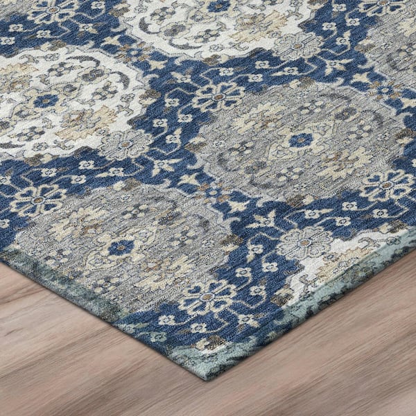 Chantille Machine Washable Indoor/Outdoor Abstract ACN2918 Navy 10 ft. x 14 ft. Area Rug