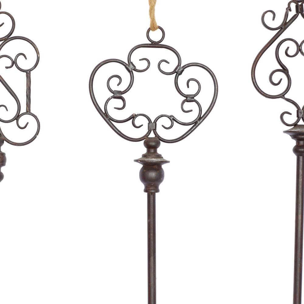 Black Metal Wall Sculptures with Rope Hanger, Set of 3
