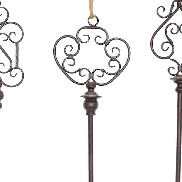 Shabby Chic Decorative Wall Hook Cast Iron Key Shape Coat Hanger (3 Pcs)