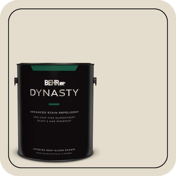 BEHR DYNASTY 1 gal. #MQ3-40 Varnished Ivory One-Coat Hide Semi-Gloss Enamel Interior Stain-Blocking Paint & Primer