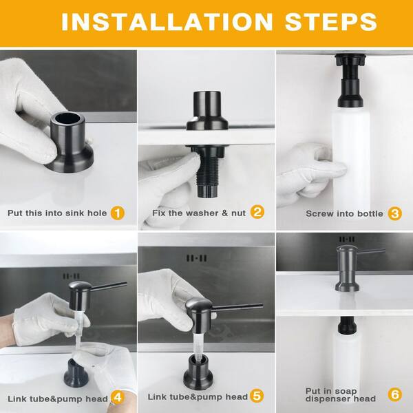ATKING Straight Nozzle Stainless Steel Soap Dispenser in Matte