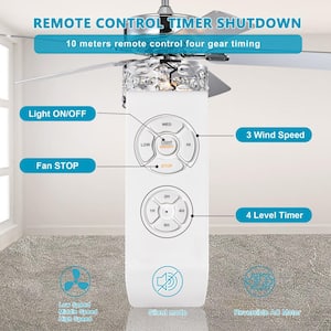 Balder 52 in. Indoor Chrome Crystal Ceiling Fan with Remote Control and Reversible Motor