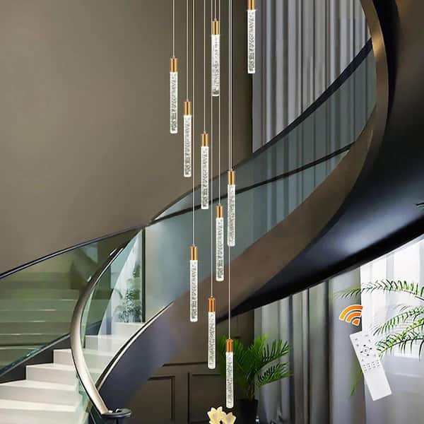 Genoci 10 Light Gold Modern Dimmable Long Cluster Integrated LED ...