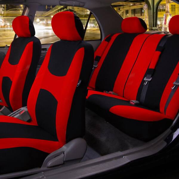 Light & Breezy Flat Cloth Seat Covers – Full Set FH Group Color: Red