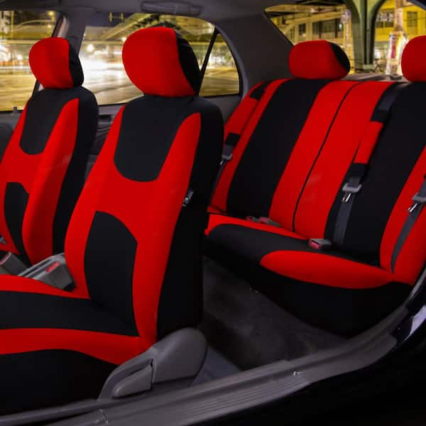 Light and Breezy Fabric 21 in. x 21 in. x 2 in. Full Set Seat Covers with Steering Wheel Cover and 4-Seat Belt Pads