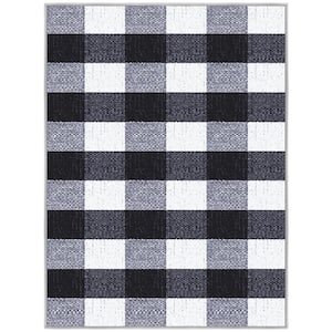 Ottohome Collection Non-Slip Checkered Buffalo Plaid 2x3 Indoor Entryway Mat,2 ft. 3 in.x3ft.,Grayscale