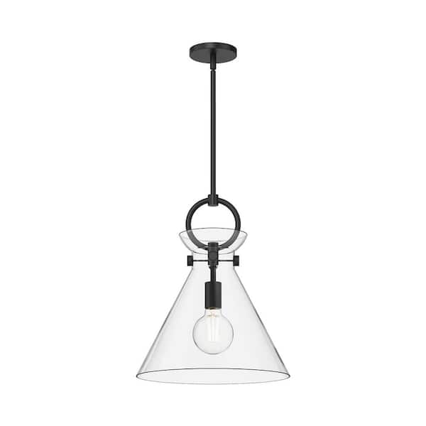 ALORA MOOD Emerson 14 in. 1 Light 60-Watt Matte Black/Clear Glass Pendant Light