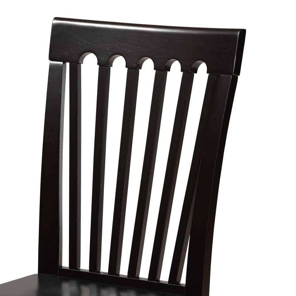 Sleek Dark Brown Wood and Cane Low Arm Chair