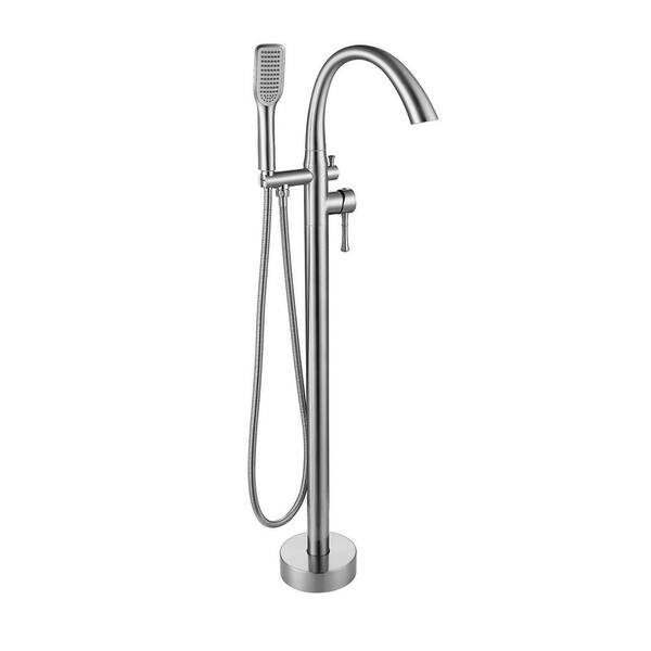 Satico Single Handle Floor Mount Freestanding Tub Faucet Bathtub Filler With Hand Shower In