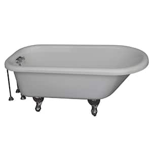 5 ft. Acrylic Ball and Claw Feet Roll Top Tub in White with Polished Chrome Accessories