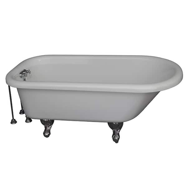 Barclay Products 5 ft. Acrylic Ball and Claw Feet Roll Top Tub in White with Polished Chrome Accessories