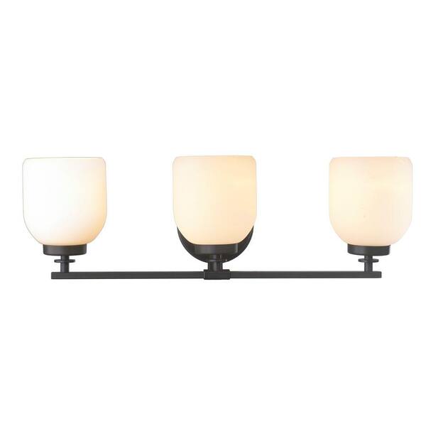 World Imports 3-Light Oil-Rubbed Bronze Sconce with White Frosted Glass Shade