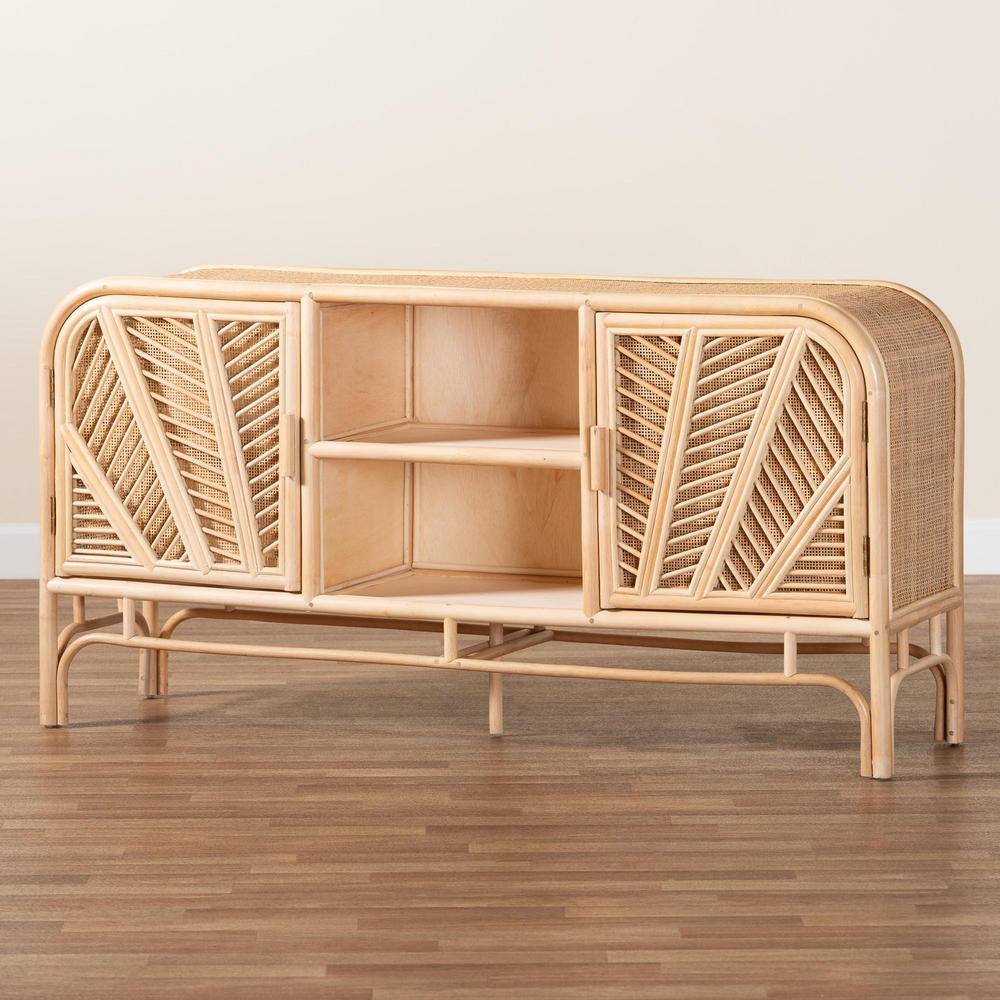 Carabella Natural Rattan Bohemian 2-Door Storage Cabinet