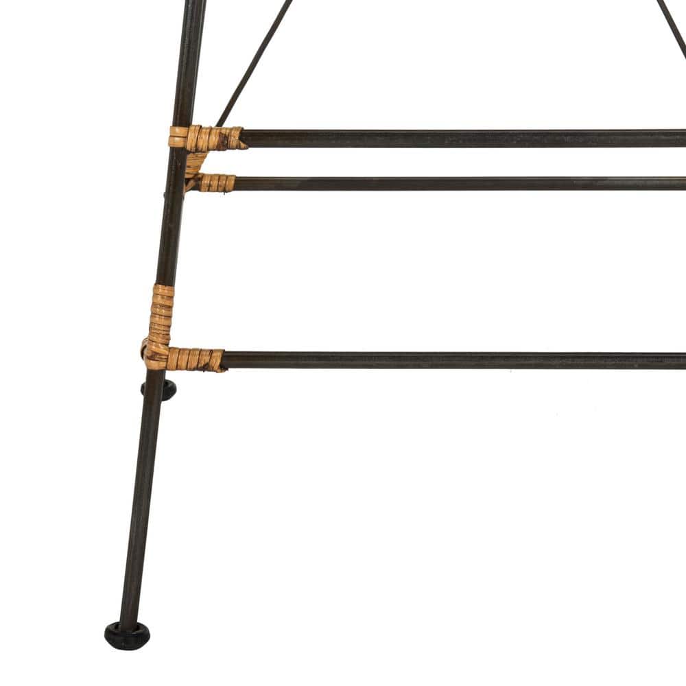 Luxuriant 43'' Natural Brown & Black Metal Wicker Bar Stool - Set of 2