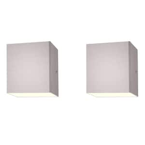 4.72 in. Brushed Nickel Outdoor LED Up Down Wall Sconce Light 5CCT 2700K-5000K 15-Watt ETL IP65 Waterproof (2-Pack)