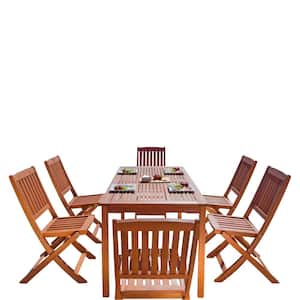 Malibu 7-Piece Wood Rectangle Outdoor Dining Set