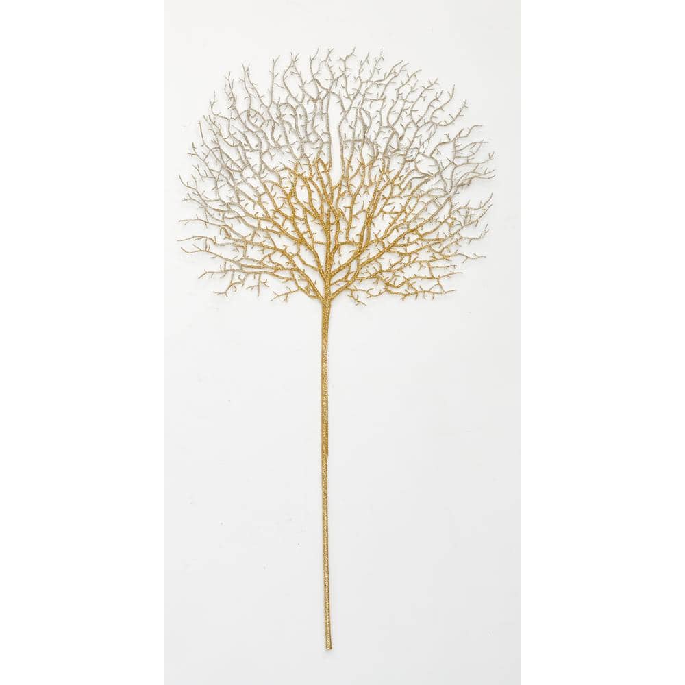 30 in. Glittered Coral Spray, Gold (Set of 3)
