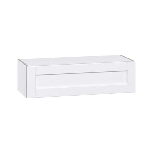 J COLLECTION Milton 36 in. W x 14 in. D x 10 in. H Assembled Shaker Wall Bridge Kitchen Cabinet in Bright White with Lift Up Door
