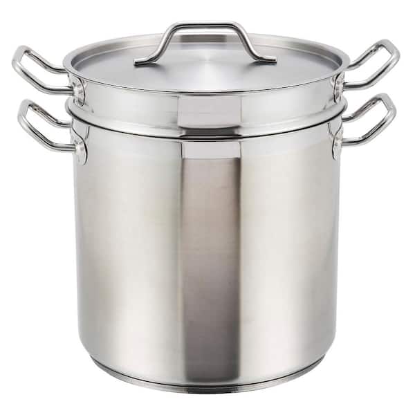 Winco 8 qt. Stainless Steel Double Boiler with Cover