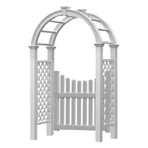 Nantucket 102 in. x 28 in. Arbor with Gate, Vinyl, White