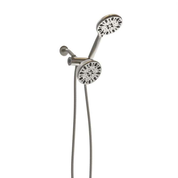 Fapully 7-Spray 4.7 in. Dual Shower Head and Handheld Shower Head,1.8 GPM Wall Mount Fixed and Shower Head in Brushed Nickel