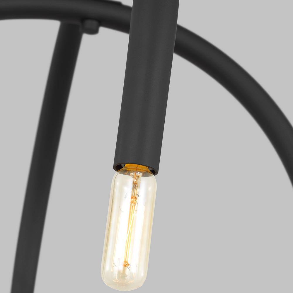 Midnight Black 4-Light Geometric Chandelier with Glass Shades