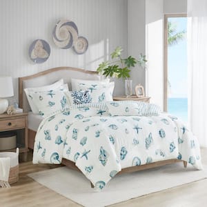 Beach House 3-Piece Blue Cotton King Duvet Cover Set