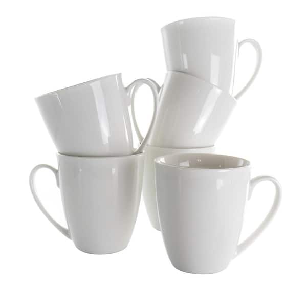 Elama 12 oz. Rosales White Porcelain Mug (Set of 6) 985114710M - The ...