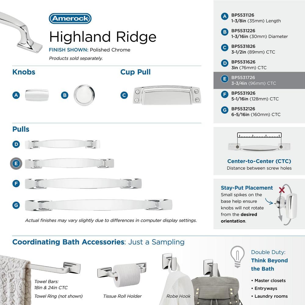 Highland Ridge Polished Chrome Cabinet Drawer Pull with Mounting Hardware