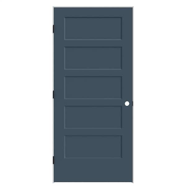 36 in. x 80 in. 5-Panel Bayshore Right-Hand Solid Core Night Tide Molded Composite Single Prehung Interior Door