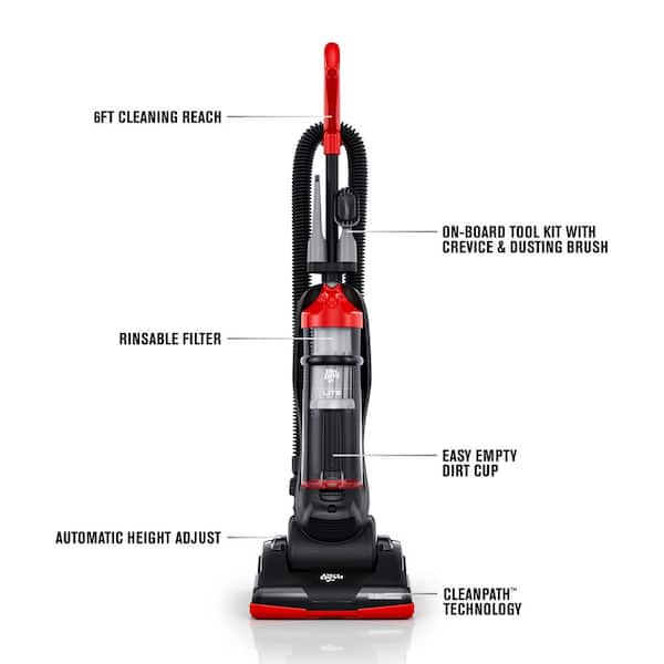 Endura Lite Bagless, Corded, Upright Vacuum Cleaner for Carpet, Hard Floors, Above Floor, Lightweight and Compact, Red