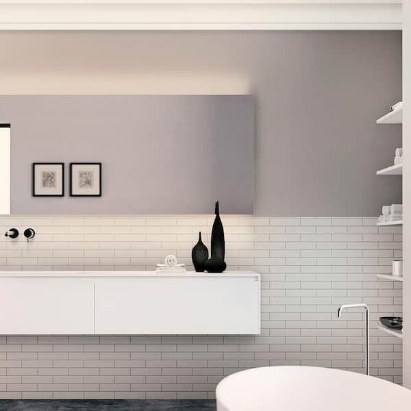 Arte White 0.47 in. x 7.87 in. Matte Ceramic Pencil Tile Trims (0.3 sq. ft./case) (10-pack)