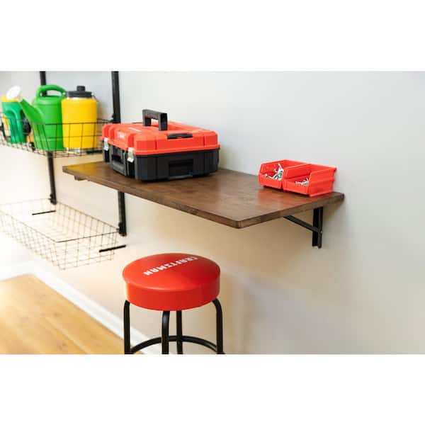 Wakefield Foldable Workbench Dark Wood Tabletop with Black