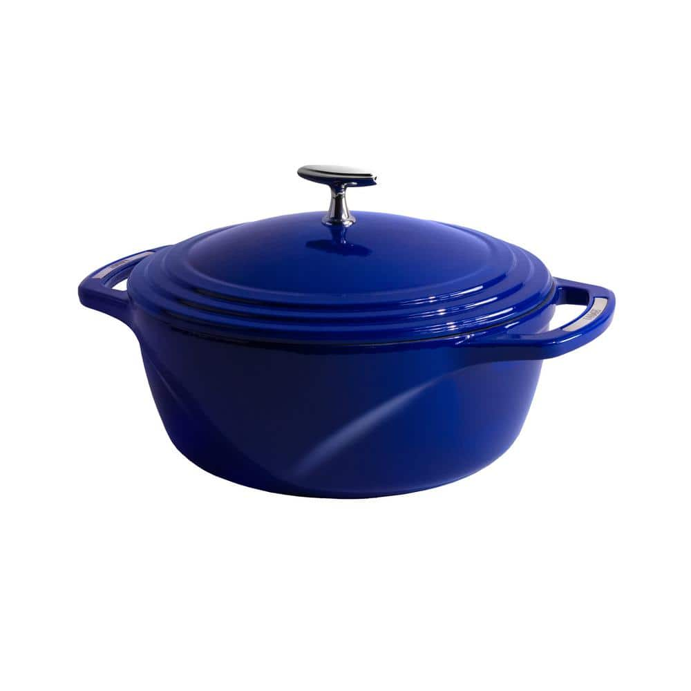 LODGE CAST IRON 6 qt. Cast Iron Dutch Oven in Blue Smooth Sailing ...