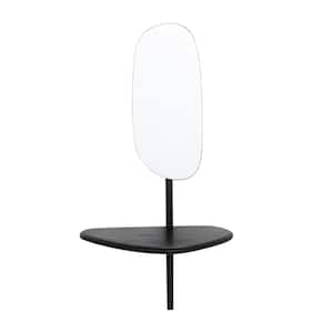 16 in. W x 24 in. H Matte Black Wall Mirror with Shelf