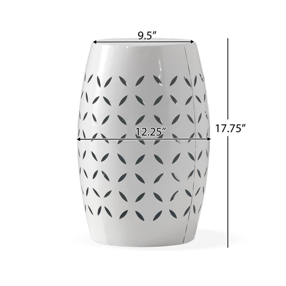 Jorell White Iron Lace Cut Outdoor Patio Accent Table - thumbnail 4