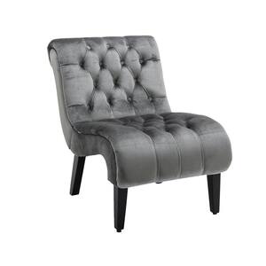 Gray Velvet Side Chair (Set of 1)