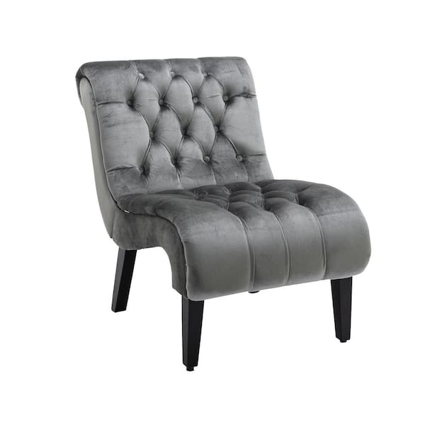 ATHMILE Gray Velvet Side Chair (Set of 1)