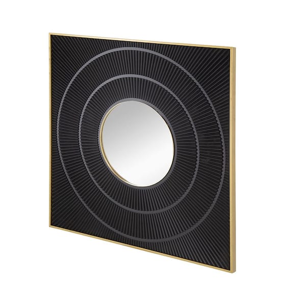 Unbranded 40 in. W x 40 in. H Modern Square Carved Wall Mirror Decorative Mirror Home Wall Decor for Living Room Entryway, Black