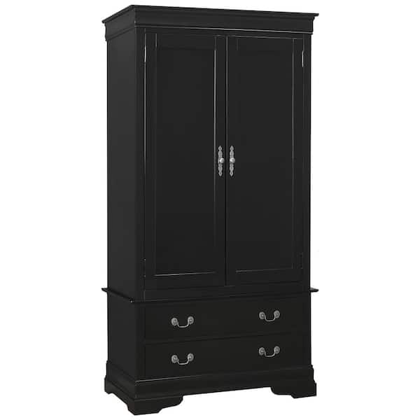 AndMakers Louis Phillipe Black Armoire (78 in. x 40 in. x 24 in.)