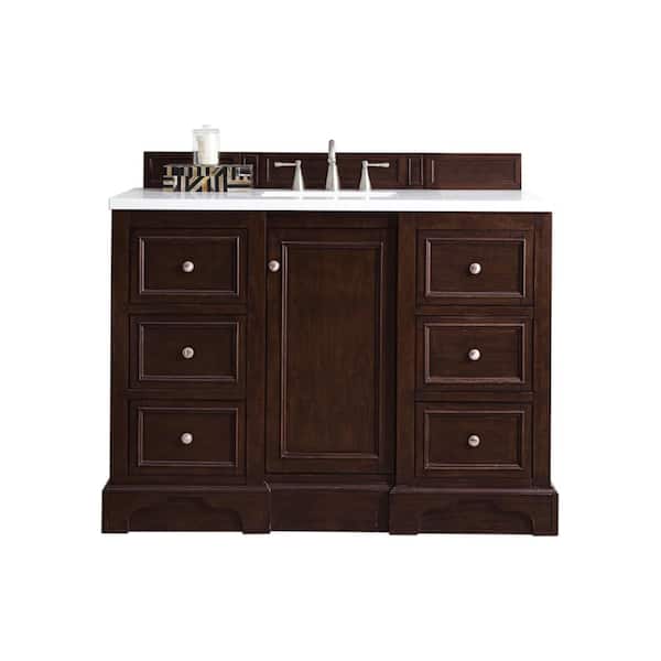 James Martin Vanities De Soto 49.3 in. W x 23.5 in. D x 36.3 in. H Bathroom Vanity in Burnished Mahogany with White Zeus Quartz Top