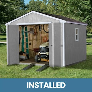 Pro Installed Princeton Premier 10 ft. x 10 ft. Wood Shed with Floor, Window and Ramp Upgrade Gray Shingle (100 sq. ft.)