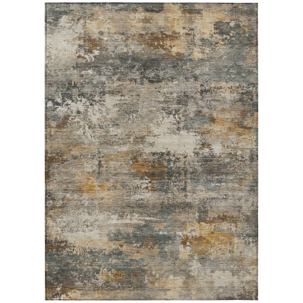 Chantille Machine Washable Indoor/Outdoor Abstract ACN2368 Khaki 8 ft. x 10 ft. Area Rug