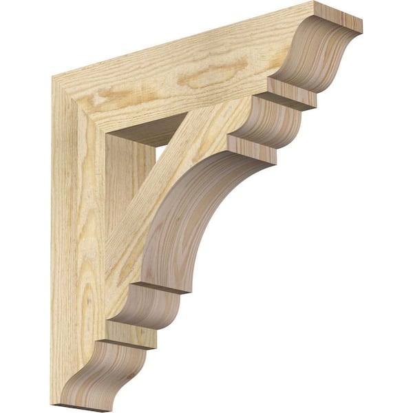 Ekena Millwork 4 in. x 18 in. x 18 in. Douglas Fir Olympic Traditional Rough Sawn Bracket
