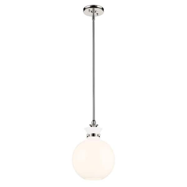 Laria 10.25 in. 1 Light Pendant with Clear Glass in Polished Nickel