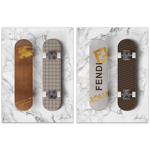 "Style Skate" Unframed Free Floating Tempered Glass Panel Graphic Sports Art Print Wall Art 24 in. x 18 in. (Set of 2)