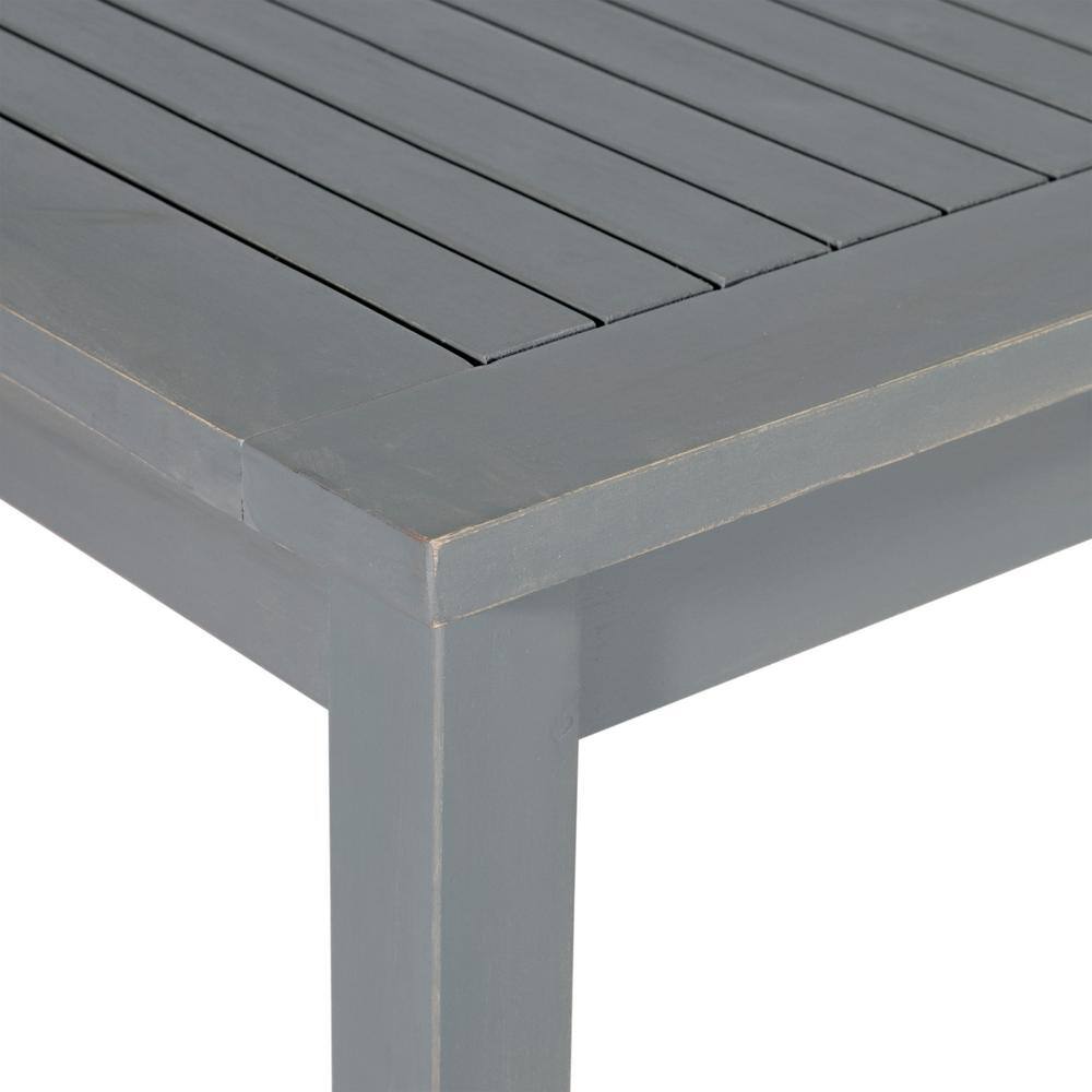 Gray Wash Acacia Wood Outdoor Dining Table with Slatted Surface
